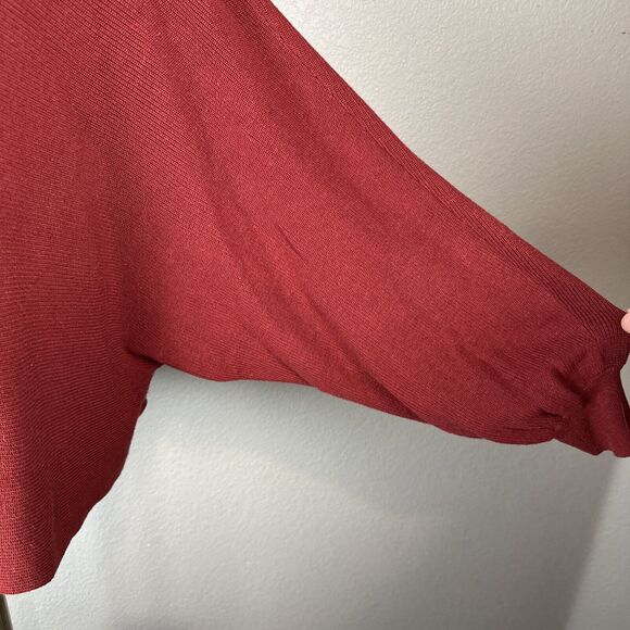 HoodLamb Crew Neck Dolman Sleeve Tunic Sweater Size L Cherry Red Hemp Cotton - Picture 2 of 7